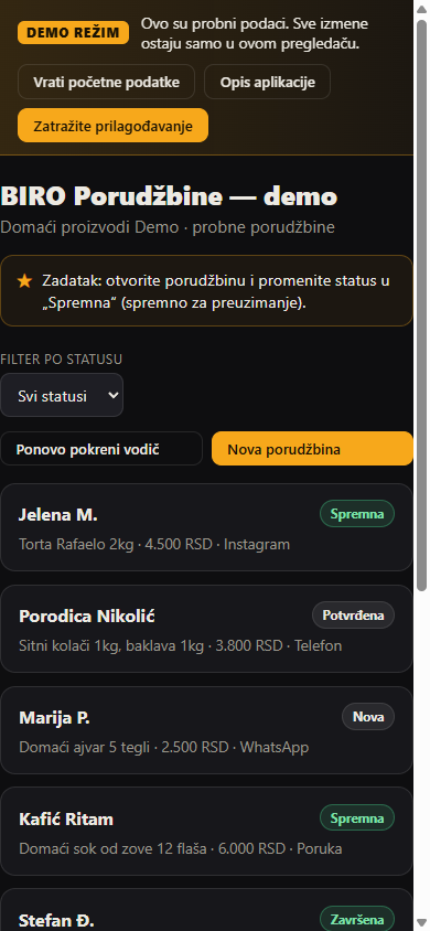 Isti pregled na telefonu — pored rerne, ne za računarom.